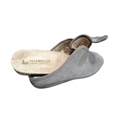 Zapatillas Ancho Especial  Vulca Bicha 4662 gris Panilla Velcro plantilla extraíble