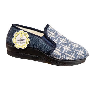 Zapatillas anchas casa punto La Cadena pura lana Marino Zapatillas anchas casa punto La Cadena pura lana Marino