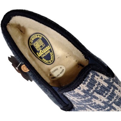 Zapatillas anchas casa punto La Cadena pura lana Marino forro interior Zapatillas anchas casa punto La Cadena pura lana Marino forro interior