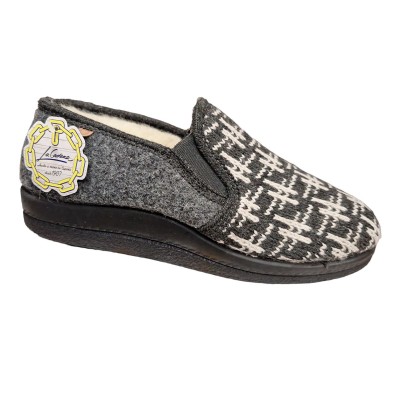 Zapatillas anchas casa punto La Cadena pura lana Gris Zapatillas anchas casa punto La Cadena pura lana Gris