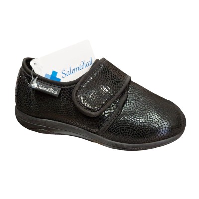 Zapato / Zapatilla Ancho Especial Salemédical 11120 Velcro Licra Negro Brillo Zapato / Zapatilla Ancho Especial Salemédical 11120 Velcro Licra Negro Brillo