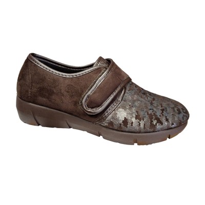 Zapatos / Zapatillas Ancho Especial Rodevil 287 Velcro Licra Marrón