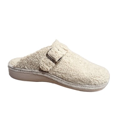 Zapatillas para casa cómodas Salvi Teddy Zueco Hebilla Arena