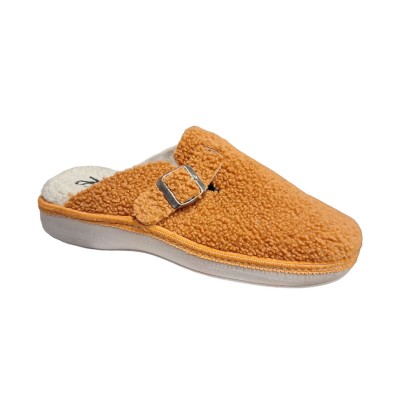 Zapatillas para casa cómodas Salvi Teddy Zueco Hebilla Teja