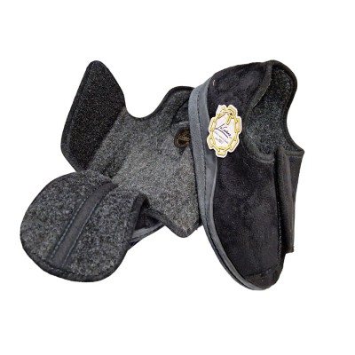 Zapatillas de Ancho Especial La Cadena Antelina Negro Zapatillas de Ancho Especial La Cadena Antelina Negro