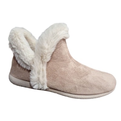 Zapatillas casa abotinadas Muro 96019 antelina ribete con pelo Arena
