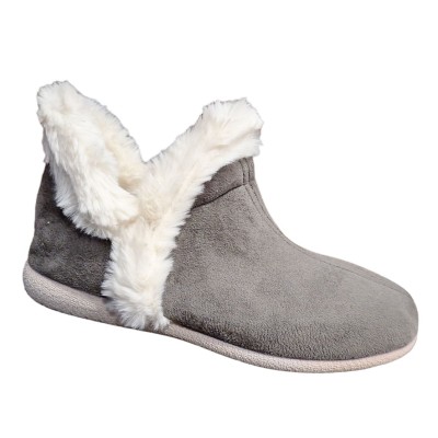 Zapatillas casa abotinadas Muro 96019 antelina ribete con pelo Gris Zapatillas casa abotinadas Muro 96019 antelina ribete con pelo Gris