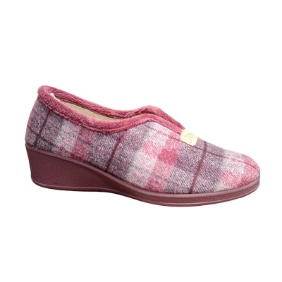 Zapatillas casa con cuña J´Ortega 1843 Cuadros Burdeos Zapatillas casa con cuña J´Ortega 1843 Cuadros Burdeos