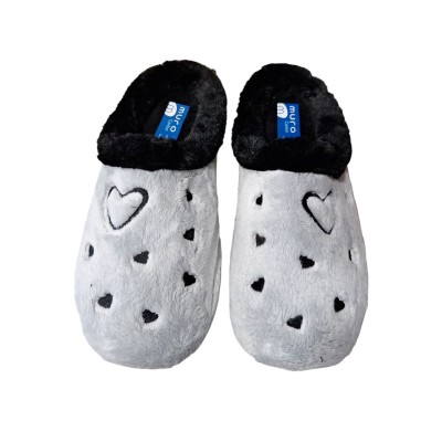 Zapatillas mujer para casa Muro Terciopelo Corazones Gris Zapatillas mujer para casa Muro Terciopelo Corazones Gris