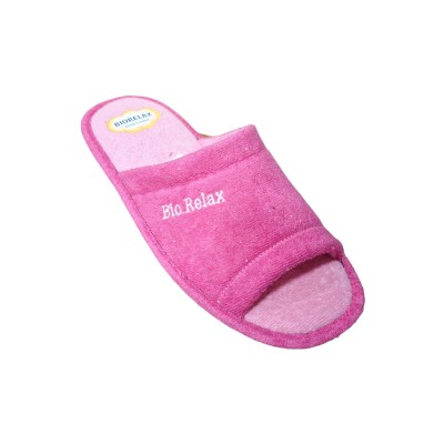 Zapatillas toalla de algodón Biorelax 4027 Fucsia puntera abierta Zapatillas toalla de algodón Biorelax 4027 Fucsia puntera abierta