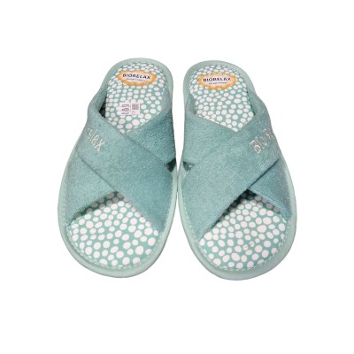 Zapatillas toalla de algodón Biorelax 4092 Aguamar tiras cruzadas Zapatillas toalla de algodón Biorelax 4092 Aguamar tiras cruzadas