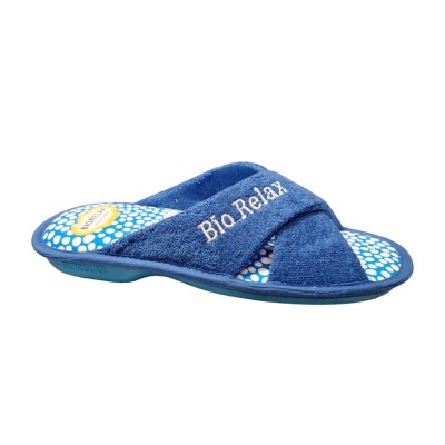 Zapatillas toalla de algodón Biorelax 4092 Azulón tiras cruzadas Zapatillas toalla de algodón Biorelax 4092 Azulón tiras cruzadas