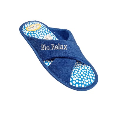 Zapatillas toalla de algodón Biorelax 4092 Azulón