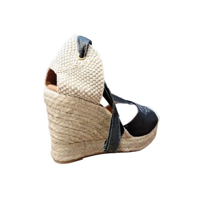 Alpargatas valencianas Cabrera 46-7 Suede Negro cuña alta
