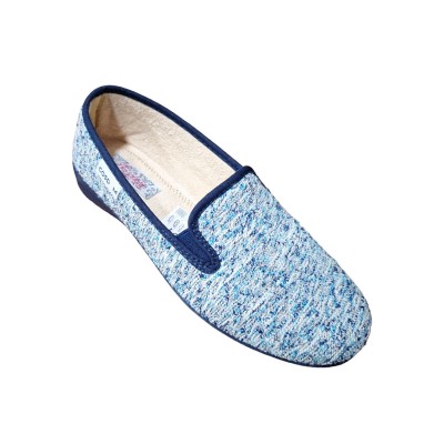 Zapatillas de casa Cosdam 106 rizo algodón jaspeado Marino elásticos laterales