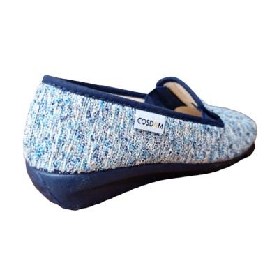 Zapatillas de casa Cosdam 106 rizo algodón jaspeado Marino media cuña