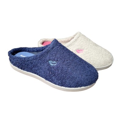Zapatillas Pluma Flex 12314 descalza toalla algodón Marino y Gris