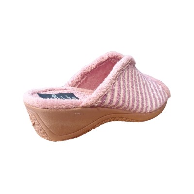 Zapatillas casa con cuña Alberola Toalla Rayas Malva cuña alta