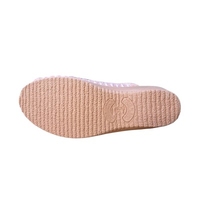 Zapatillas casa con cuña Alberola Toalla Rayas Malva piso goma
