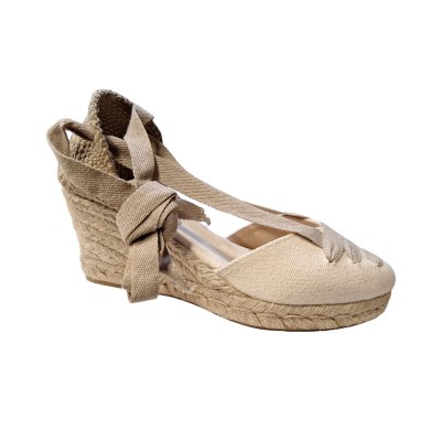 Alpargatas Valencianas cuña alta Lorena 27236 Cintas Taupe Alpargatas Valencianas cuña alta Lorena 27236 Cintas Taupe