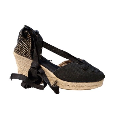 Alpargatas Valencianas cuña alta Lorena 27236 Cintas Negro Alpargatas Valencianas cuña alta Lorena 27236 Cintas Negro