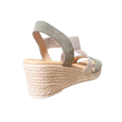 Sandalias Kaola 1110 cruzadas Kaki cuña alta Sandalias Kaola 1110 cruzadas Kaki cuña alta