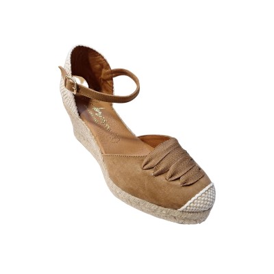 Alpargatas valencianas pulsera Cabrera 34S-5 Suede Tostado pasados en empeine y puntera reforzada Alpargatas valencianas pulsera Cabrera 34S-5 Suede Tostado pasados en empeine y puntera reforzada
