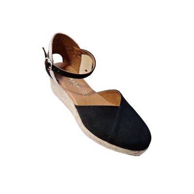 Alpargatas valencianas Cabrera 54S-3 Suede Negro pulsera en empeine