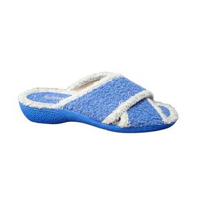 Zapatillas casa tiras cruzadas Vulca Bicha 701 Rizo Azulón
