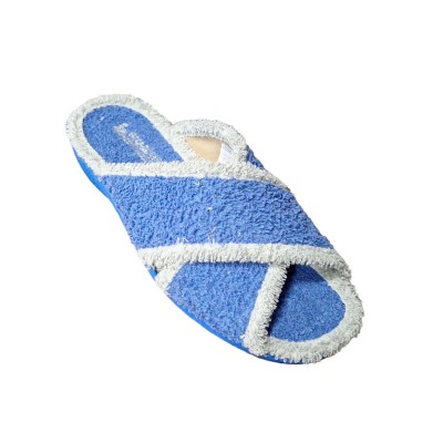 Zapatillas casa tiras cruzadas Vulca Bicha 701 Rizo Azulón Gris
