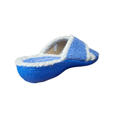 Zapatillas casa tiras cruzadas Vulca Bicha 701 Rizo Azulón media cuña
