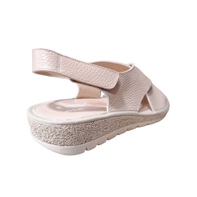 Sandalias de piel Doctor Cutillas 35310 tiras cruzadas Nude media cuña