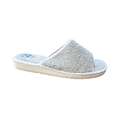 Zapatilla de casa Moda España V1235 rizo americano puntera abierta Gris Zapatilla de casa Moda España V1235 rizo americano puntera abierta Gris