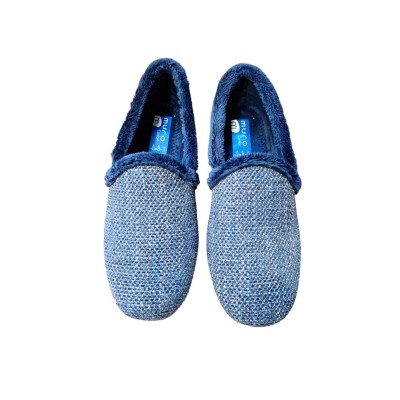 Zapatillas casa media cuña paño Muro 8000 Espiga Marino 1 Zapatillas casa media cuña paño Muro 8000 Espiga Marino 1