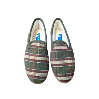 Zapatillas paño Muro 1607 Rayas Borreguito Kaki Zapatillas paño Muro 1607 Rayas Borreguito Kaki