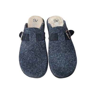 Zapatillas casa Salvi Zueco Hebilla Azul Marino Cómodas