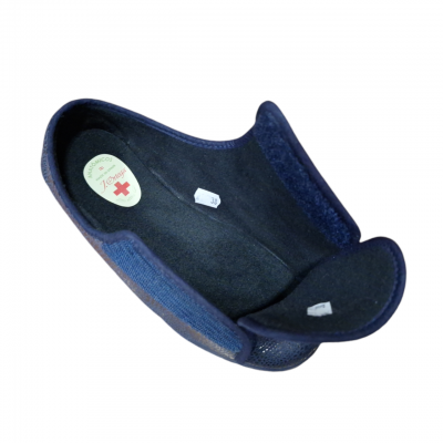 Zapato / Zapatilla Ancho Especial J´ortega 1869 Velcro Licra marino apertura total