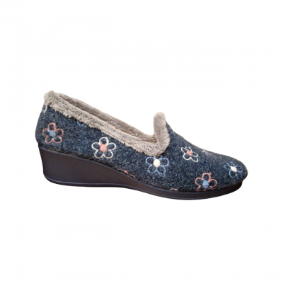 Zapatillas con cuña J´Ortega 1825 Copete Paño Bordado Marino 2 Zapatillas con cuña J´Ortega 1825 Copete Paño Bordado Marino 2