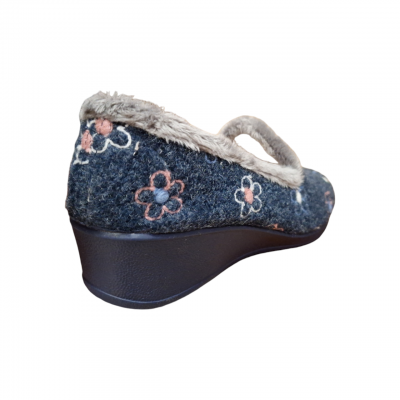 Zapatillas con cuña J´Ortega 1825 Copete Paño Bordado Marino cuña alta Zapatillas con cuña J´Ortega 1825 Copete Paño Bordado Marino cuña alta