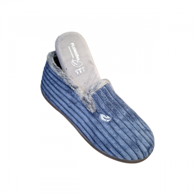 Zapatillas Pluma Flex 12026 copete pana Azul plantilla de descanso extraíble Zapatillas Pluma Flex 12026 copete pana Azul plantilla de descanso extraíble