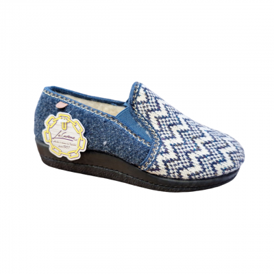 Zapatillas casa anchas punto La Cadena 76583 pura lana marino elásticos laterales Zapatillas casa anchas punto La Cadena 76583 pura lana marino elásticos laterales