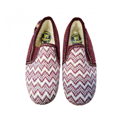 Zapatillas casa anchas punto La Cadena 76583 pura lana burdeos Zapatillas casa anchas punto La Cadena 76583 pura lana burdeos
