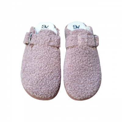 Zapatillas para casa cómodas Salvi Teddy Zueco Hebilla Malva 2