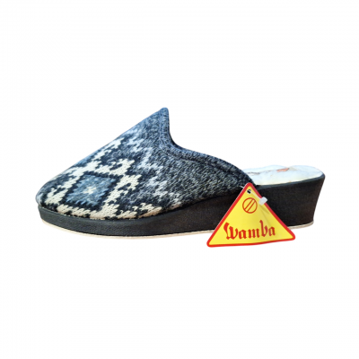 Zapatillas para casa con cuña descalza Wamba punto Forro Lana Gris