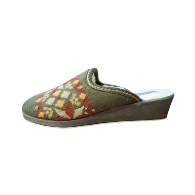 Zapatillas para casa con cuña descalza Wamba punto Forro Lana Kaki Zapatillas para casa con cuña descalza Wamba punto Forro Lana Kaki