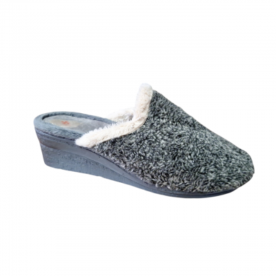 Zapatillas cuña alta Bonadona 75022 paño jaspeado Gris