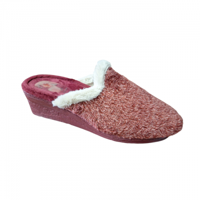Zapatillas cuña alta Bonadona 75022 paño jaspeado Burdeos