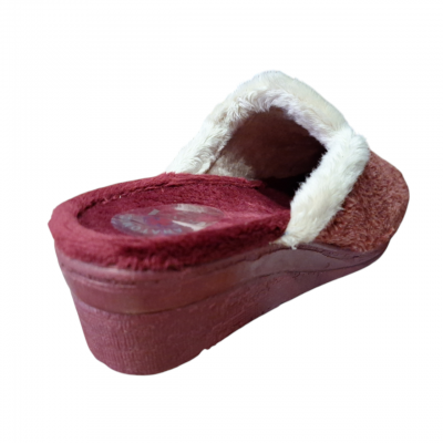 Zapatillas cuña alta Bonadona 75022 paño jaspeado Burdeos cuña