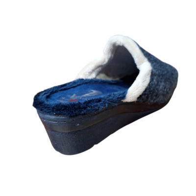 Zapatillas cuña alta Bonadona 75022 paño jaspeado Marino cuña