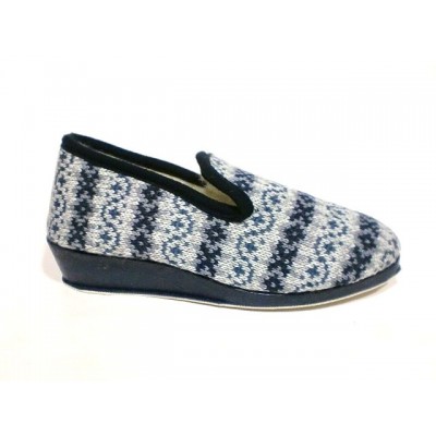 Zapatillas casa con cuña punto Subiran Pura Lana Borreguito Azul Zapatillas casa con cuña punto Subiran Pura Lana Borreguito Azul